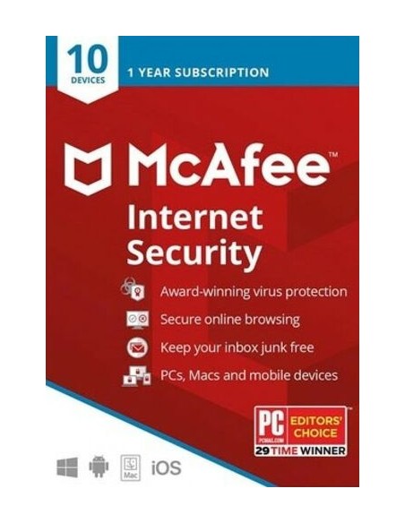 McAfee Internet Security 10 Dispositivos 1 Año